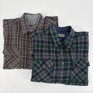 Lot of 2 Vtg Backpacker Classic Sport Shirt‎ Heavy Plaid Flannel Men's XXL FLAWS